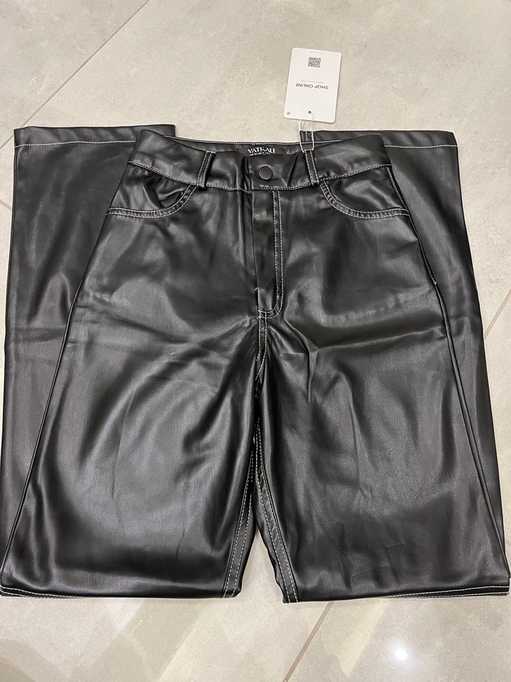 vatkalı siyah deri pantolon - Görsel 3