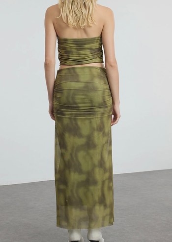 trendyol yeşil tül midi etek - Görsel 6