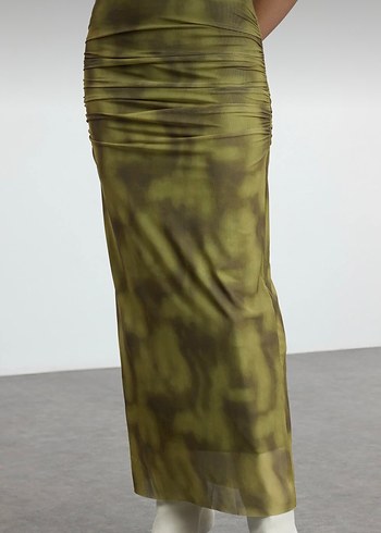 trendyol yeşil tül midi etek - Görsel 5