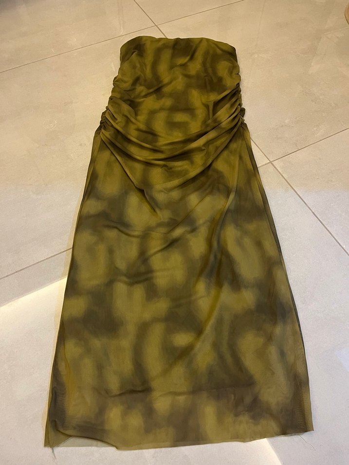 trendyol yeşil tül midi etek - Görsel 2