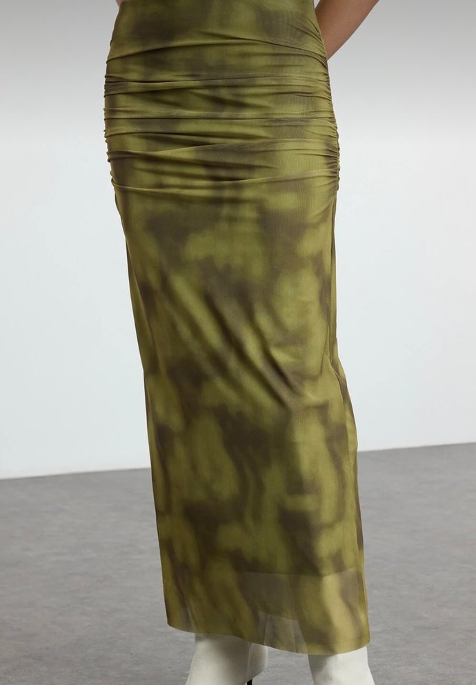 trendyol yeşil tül midi etek - Görsel 5