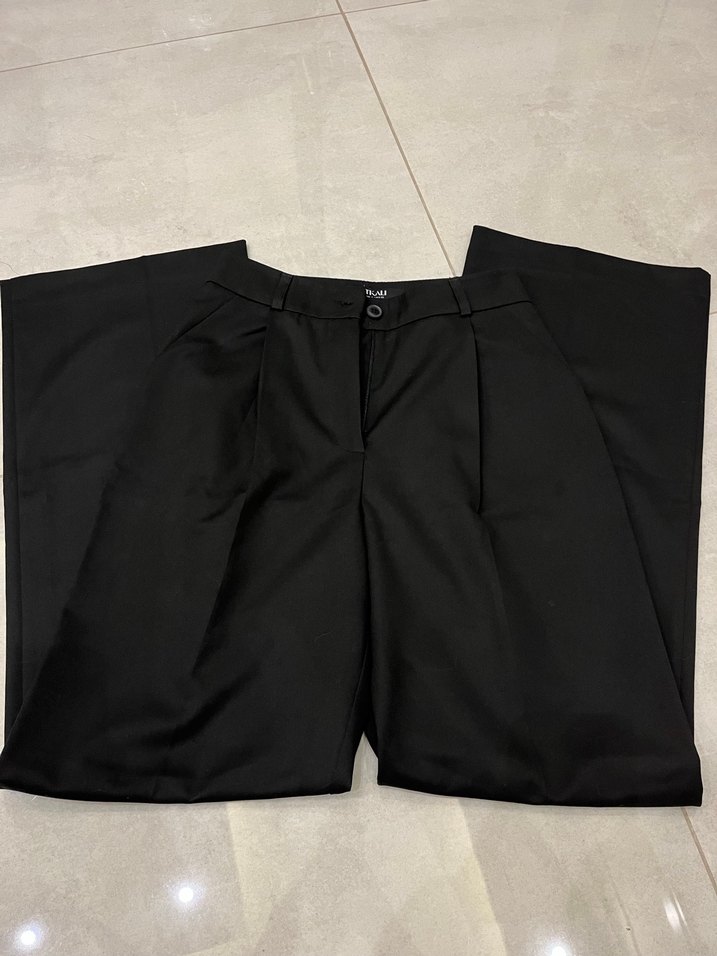 vatkalı siyah kumaş pantolon - Görsel 2