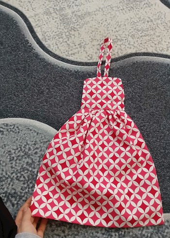 Nakışlı Gri Kırmızı poşetlik - Görsel 3