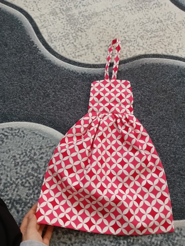 Nakışlı Gri Kırmızı poşetlik - Görsel 3