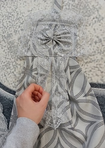 Nakışlı Gri Mutfak için ranir poşetlik borcam çantası - Görsel 3