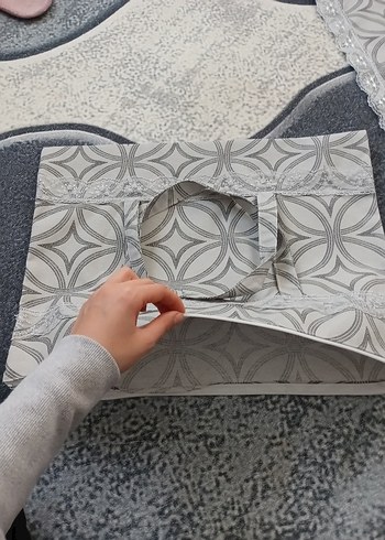 Nakışlı Gri Mutfak için ranir poşetlik borcam çantası - Görsel 8