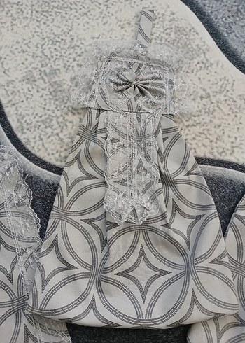 Nakışlı Gri Mutfak için ranir poşetlik borcam çantası - Görsel 2