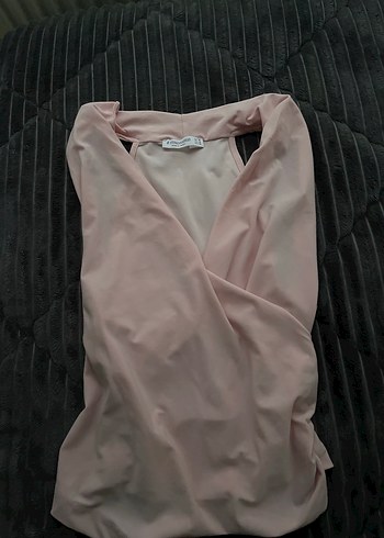 Pembe Drapeli Kruvaze Top - Görsel 2