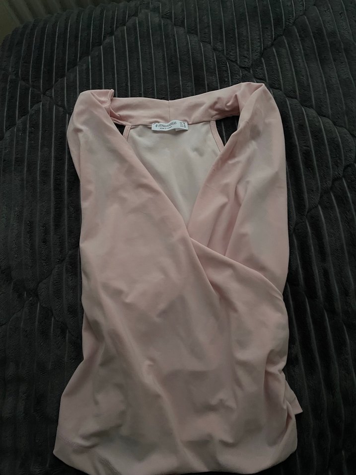 Pembe Drapeli Kruvaze Top - Görsel 2