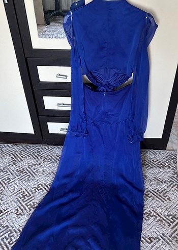 Mavi Uzun Bohem Kadın Elbise - Görsel 3