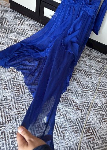 Mavi Uzun Bohem Kadın Elbise - Görsel 4