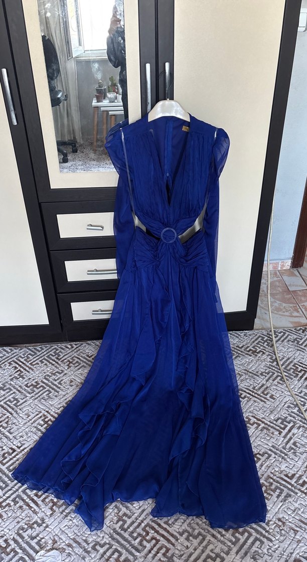 Mavi Uzun Bohem Kadın Elbise - Görsel 2