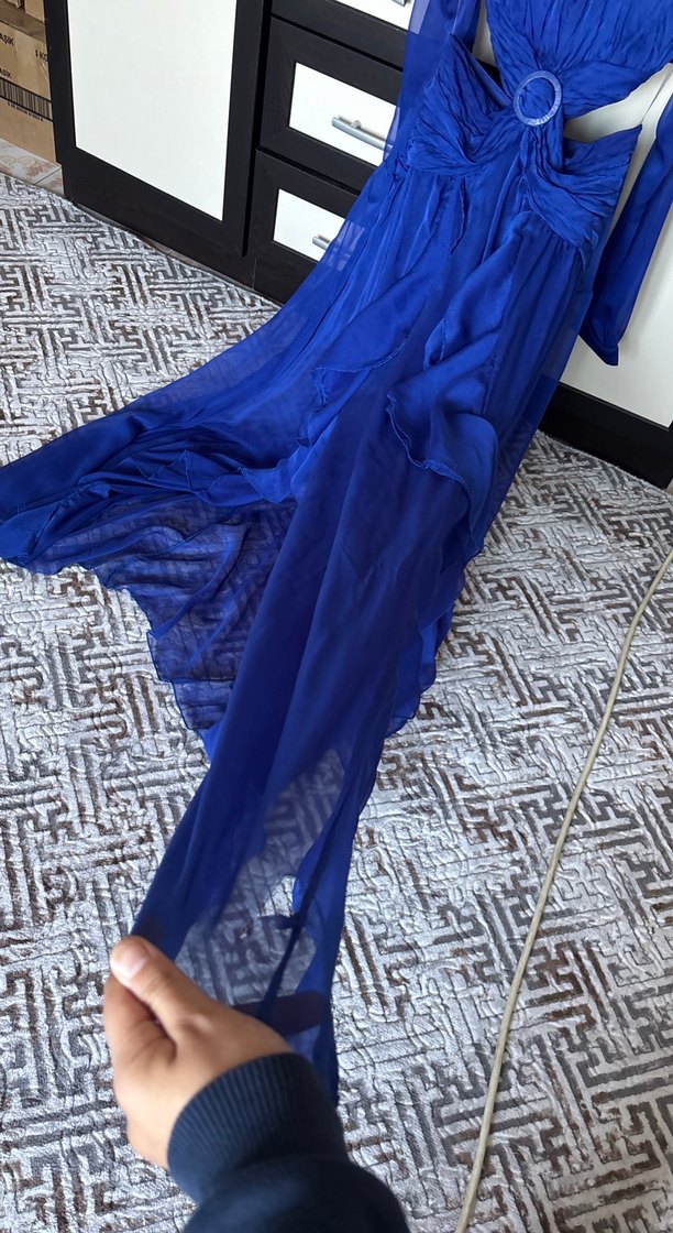 Mavi Uzun Bohem Kadın Elbise - Görsel 4