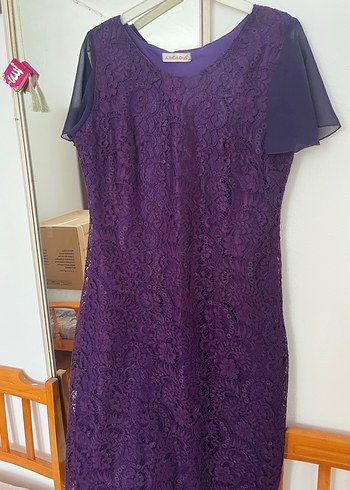 Mor Dantel Detaylı abiye - Görsel 3