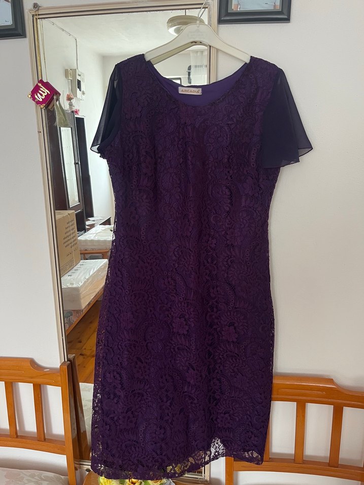 Mor Dantel Detaylı abiye - Görsel 4