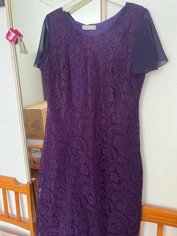 Mor Dantel Detaylı abiye - Görsel 3