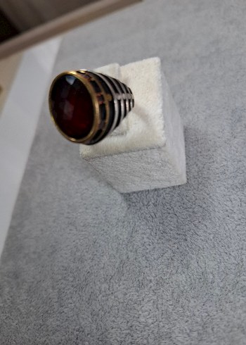 Koyu Kırmızı Taşlı Yüzük Gümüş 925ayar 14.94 gr