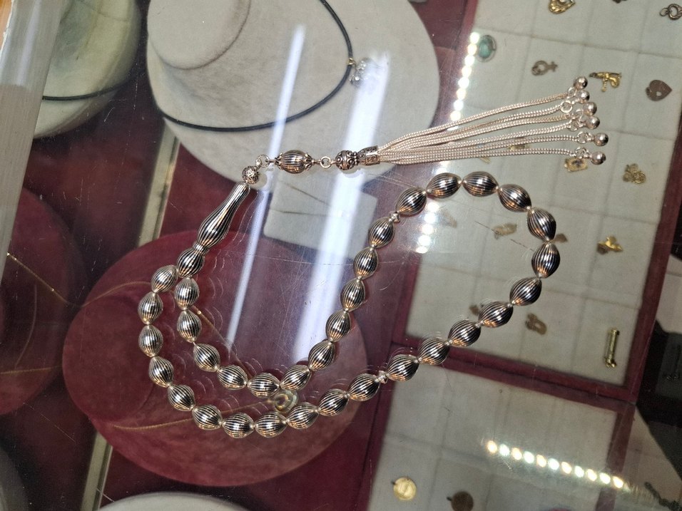 Full Gümüş 925 ayar 47 gr Usta işi Tesbih - Görsel 2