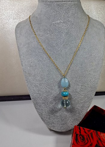 Turkuaz Akik Konbin Tasarım calısması kolye - Görsel 2