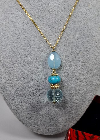 Turkuaz Akik Konbin Tasarım calısması kolye - Görsel 3