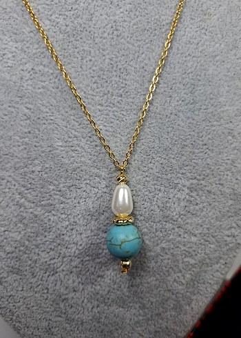 İnci Turkuaz konbın tasarım çalısması kolye - Görsel 2