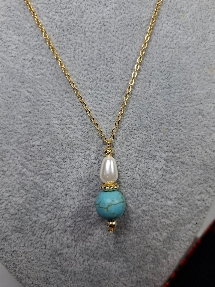 İnci Turkuaz konbın tasarım çalısması kolye - Görsel 2