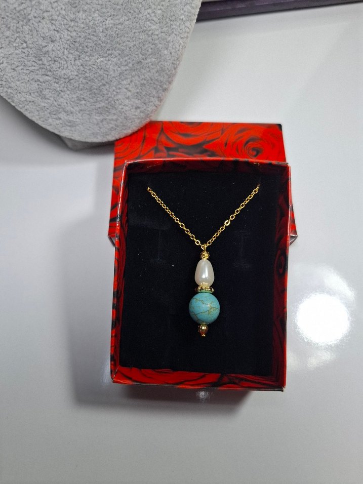 İnci Turkuaz konbın tasarım çalısması kolye - Görsel 3