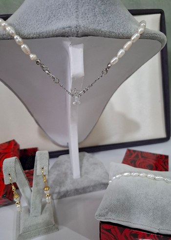 İnci Set Kolye Bileklik Küpe kendi tasarımımız sizlerle - Görsel 5