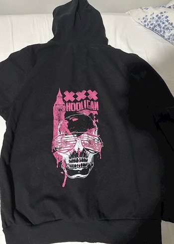 Erkek Siyah Kapüşonlu Sweatshirt - Görsel 2