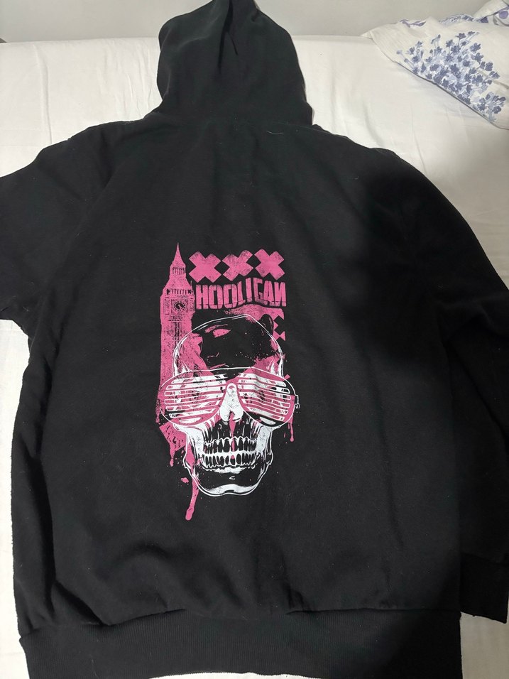 Erkek Siyah Kapüşonlu Sweatshirt - Görsel 2