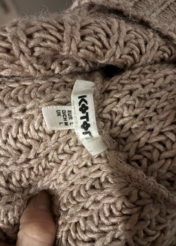 Krem Bej Örgü Boğazlı Salaş Kazak - Görsel 3