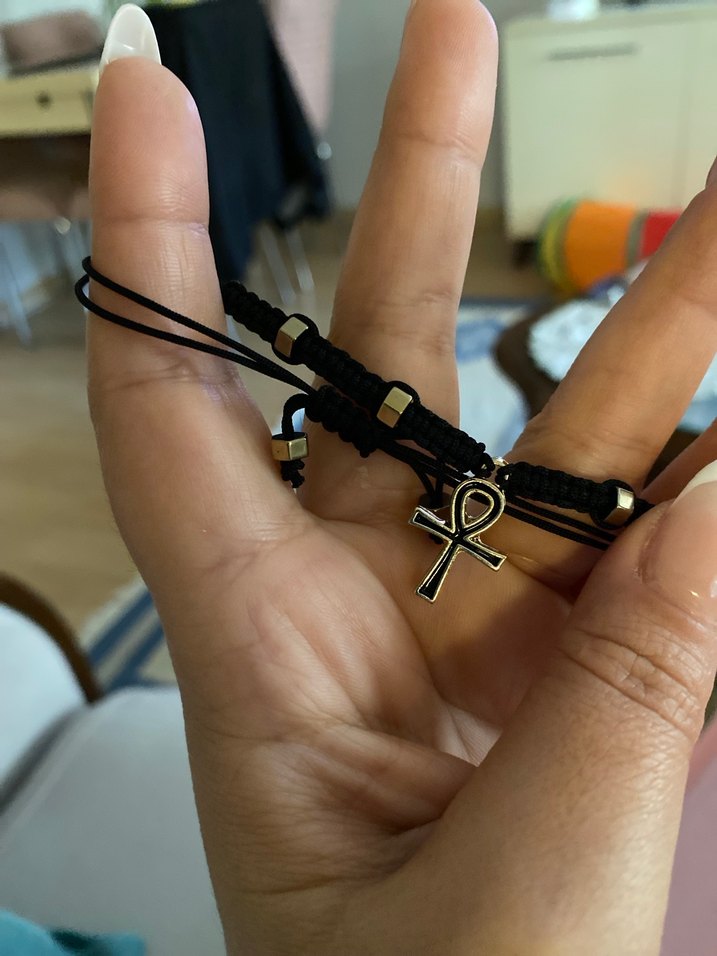 Altın Renkli Gotik hematit doğal taşlı  Bileklik - Görsel 2