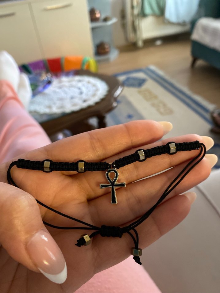 Altın Renkli Gotik hematit doğal taşlı  Bileklik - Görsel 3