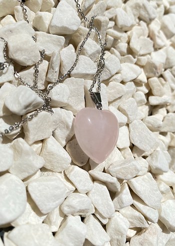 Uzun Zincirli Pembekuvars  Kalp Kolye - Görsel 2