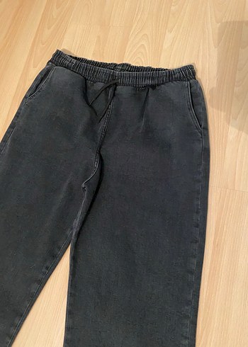 Gri Düğmeli Kadın Denim Ceket Pantolon takım - Görsel 6