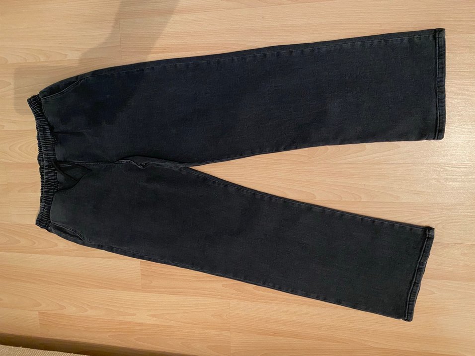 Gri Düğmeli Kadın Denim Ceket Pantolon takım - Görsel 4