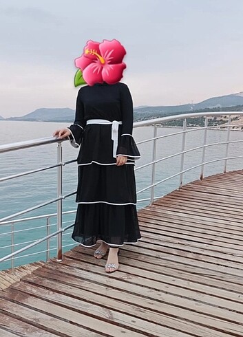 38 Beden Kat kat kuşaklı uzun Elbise