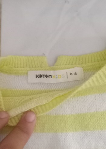 Koton Sarı Çizgili Çocuk Triko Kazak