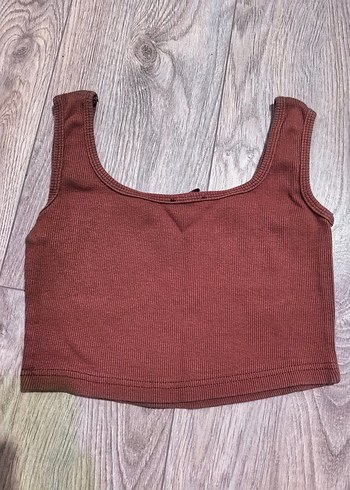 Kahverengi Crop Top - Görsel 3