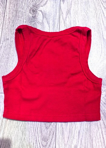 Düğmeli Kırmızı Crop Top - Görsel 2