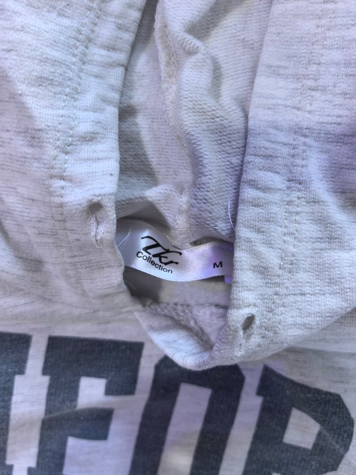 Gri Kapüşonlu Baskılı Kadın Sweatshirt - Görsel 3