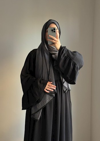 Siyah Ayrobin Tesettür Elbise