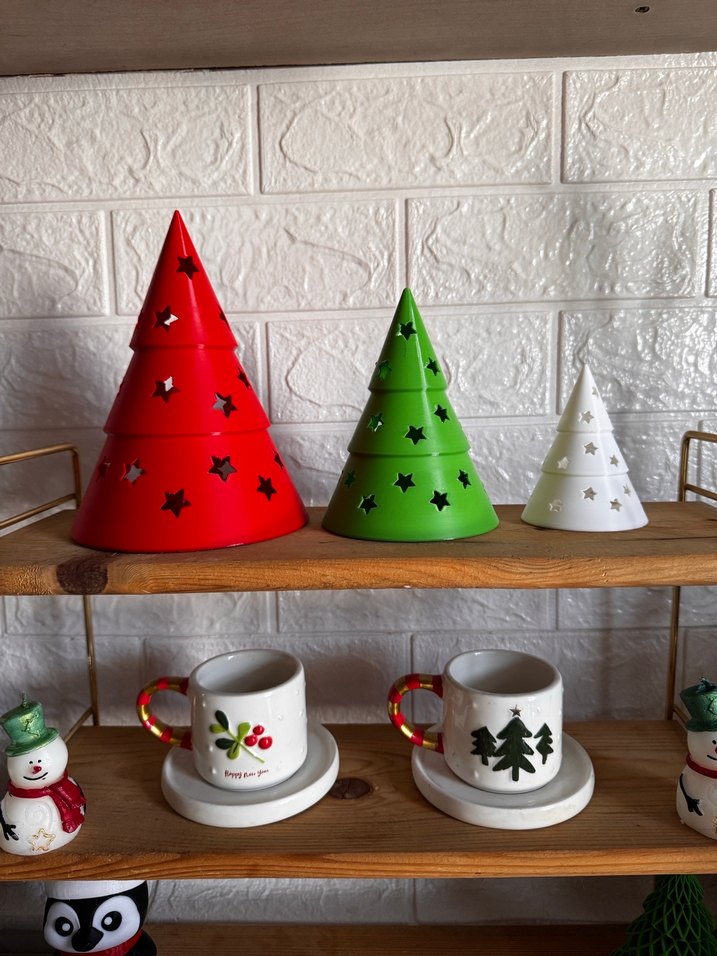 Renkli Yıldız Desenli Konik Mumluk Seti - Görsel 2