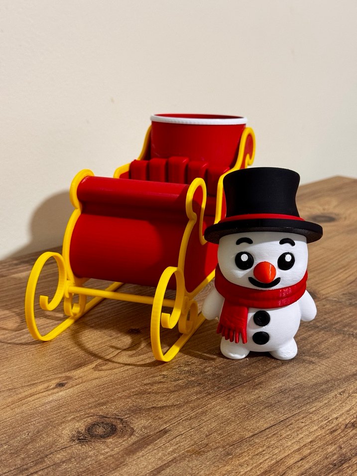 Renkli Ahşap Kardan Adam ve Kızak Oyuncak - Görsel 4