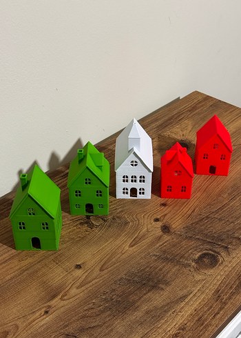 Renkli Ev Şeklinde Mumluk Seti - Görsel 2