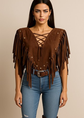 universal Beden fringed poncho 