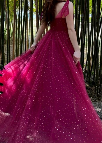 Mürdüm askılı abiye - Görsel 6