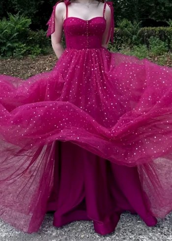 Mürdüm askılı abiye - Görsel 5