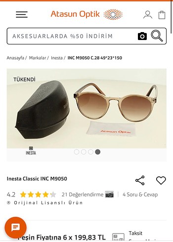 Kadın atasun Bej Parlak Bohem Güneş Gözlüğü