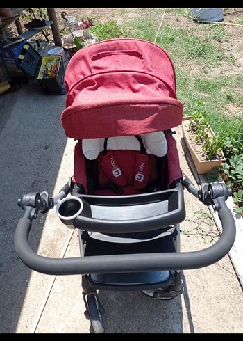 Bordo Bebek Arabası Gri Detaylı - Görsel 3